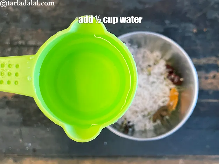 Step 34 – Add water to grind. We used 1/2 cup water.