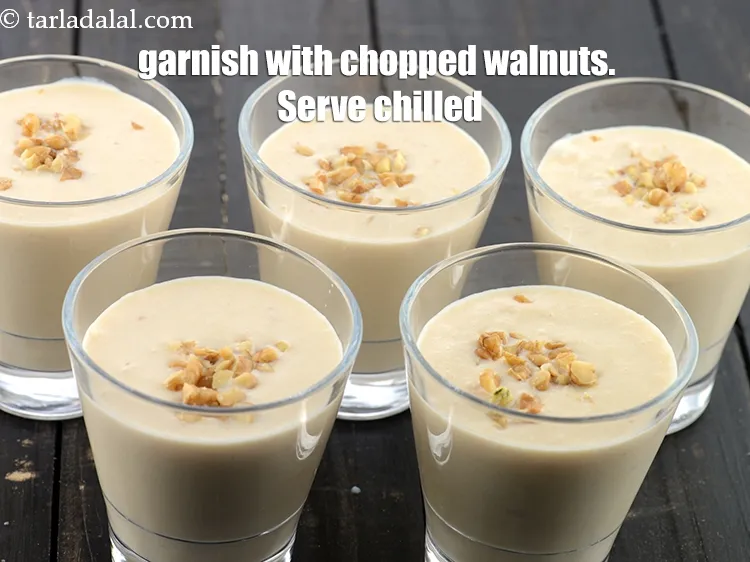 Step 16 – Garnish <strong>chickoo and nut milkshake recipe | Indian chickoo kaju milkshake | chickoo walnut milkshake …