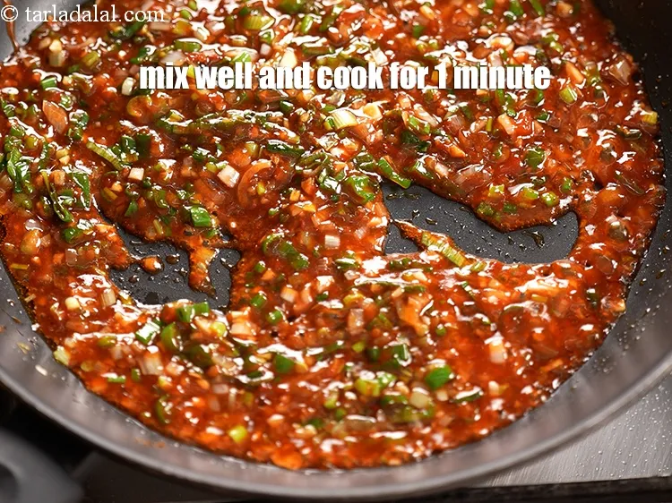 Step 16 – Mix well and cook on a medium flame for 1 minute.&nbsp;