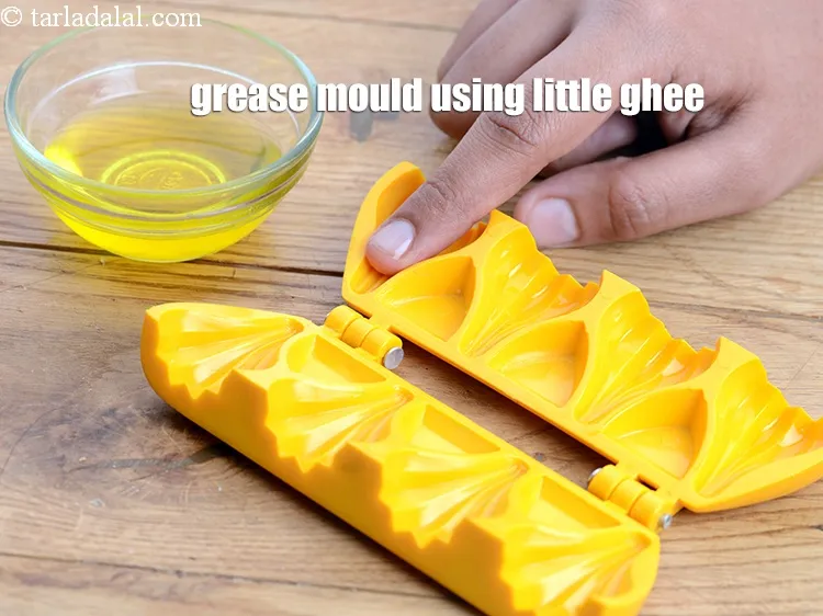 Step 16 – Grease the mould using little ghee.