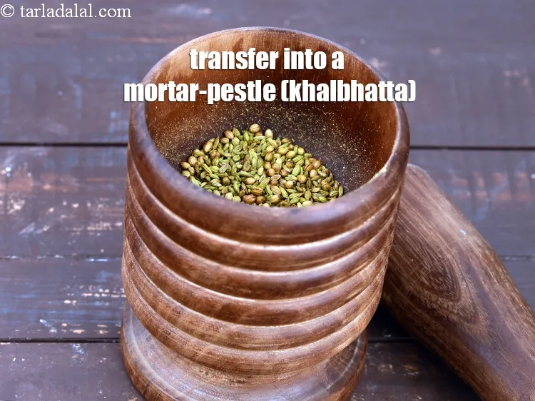 Step 17 – Transfer into a mortar-pestle (khalbhatta).