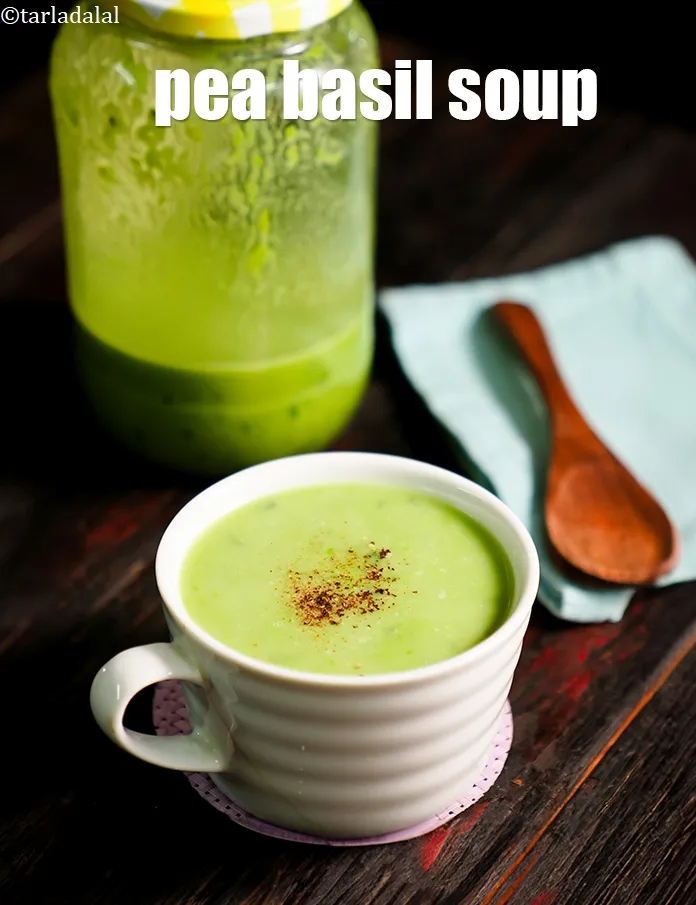 Step 17 – Serve <strong>green pea and basil soup | pea basil soup | low salt&nbsp;green pea and …