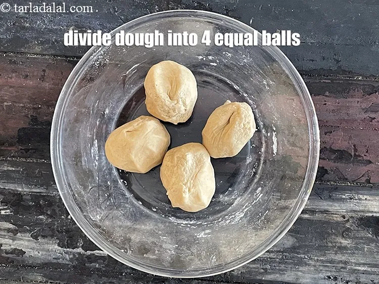 Step 23 – Divide the dough and filling into 4 equal portions and keep aside.