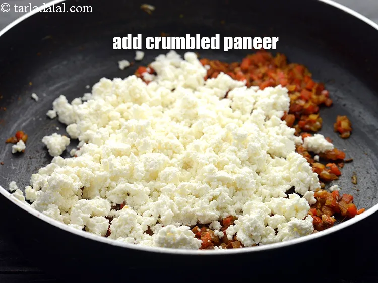 Step 16 – Add 1 cup <a href="https://www.tarladalal.com/glossary-crumbled-paneer-997i">crumbled paneer (cottage cheese)</a>.