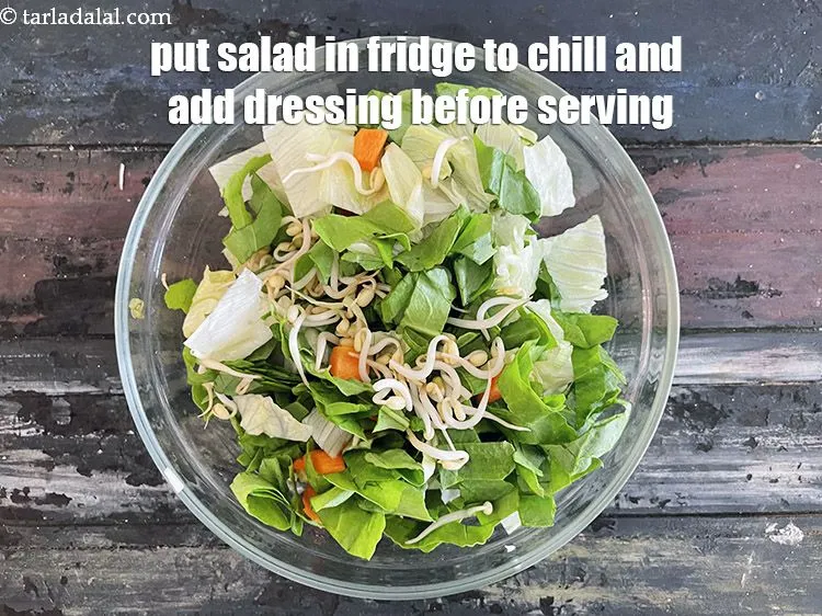 Step 23 – Put salad in fridge to chill and add dressing before serving.