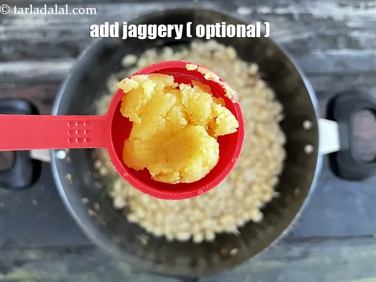 Step 32 – Add&nbsp;2 tsp&nbsp;<a href="https://tarladalal.com/glossary-chopped-jaggery-946i">chopped jaggery (gur)</a>. This is optional.&nbsp;<u><em>NOTE : we have not added it to …