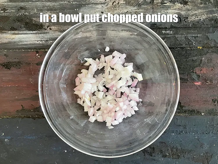 Step 20 – In a bowl put&nbsp;<meta charset="UTF-8" />1/4 cup&nbsp;<a href="glossary-chopped-onions-722i">chopped onions</a>.