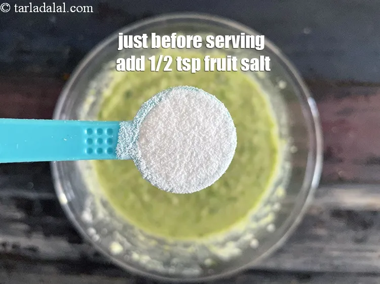 Step 18 – <meta charset="UTF-8" /><strong>Just before making the waffles</strong>, add 1/2 tsp fruit salt.