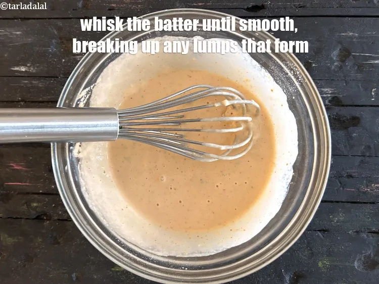 Step 16 – Whisk the batter until smooth, breaking up any lumps that form. &nbsp;