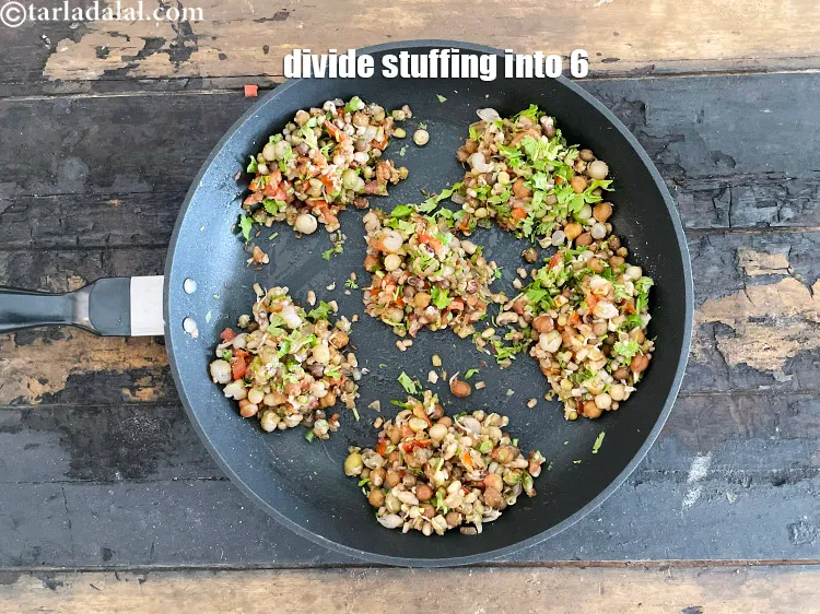 Step 33 – Divide the stuffing into 6 equal portions and keep aside.