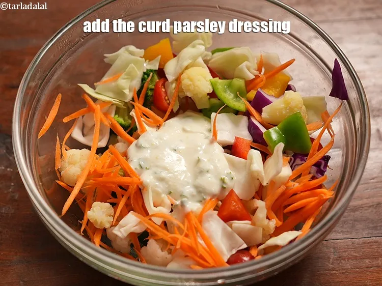 Step 18 – Add the curd parsley dressing.&nbsp;