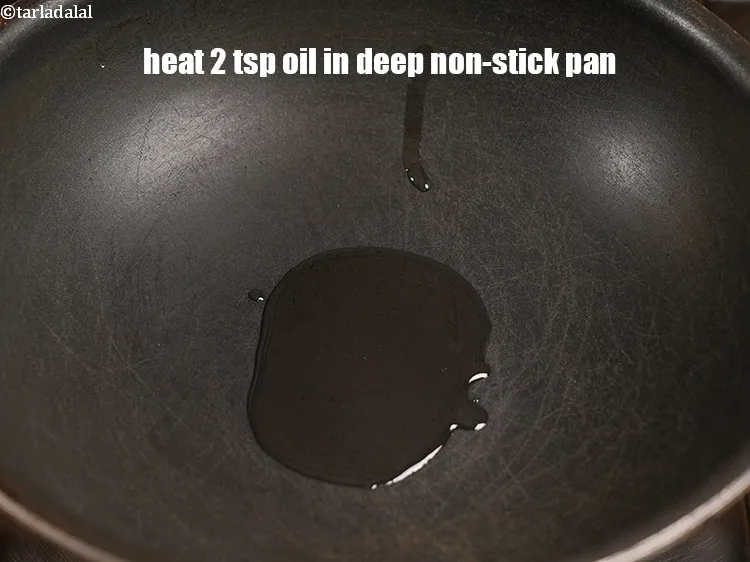 Step 21 – To make <strong>sprouted masala matki recipe&nbsp;|&nbsp;sprouted moth masala&nbsp;|&nbsp;matki sprouts curry&nbsp;|&nbsp;healthy snack&nbsp;|</strong>&nbsp;heat 2 tsp oil in&nbsp;deep …