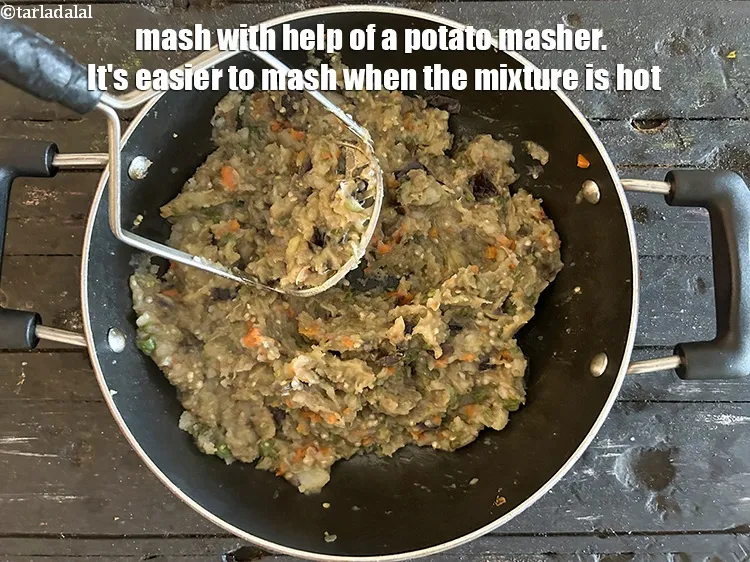 Step 17 – Mash with help of a potato masher. <strong>It's easier to mash when the mixture is …