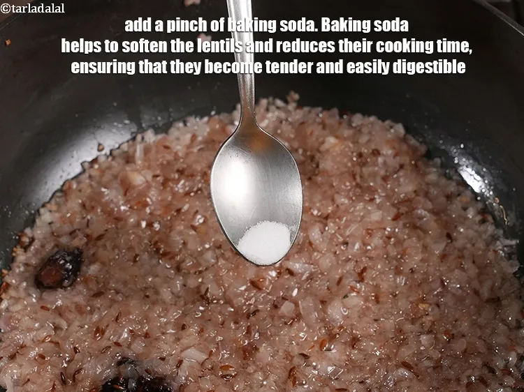Step 17 – Add pinch of baking soda.&nbsp;Baking soda helps to soften the lentils and reduces their cooking …