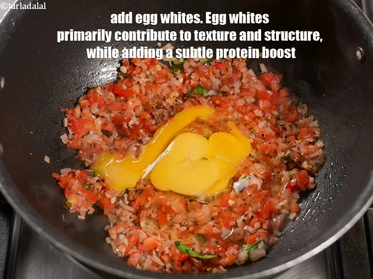Step 17 – Add 2 <a href="https://www.tarladalal.com/glossary-egg-white-1954i">egg whites</a>. Egg whites primarily contribute to texture and structure, while adding …