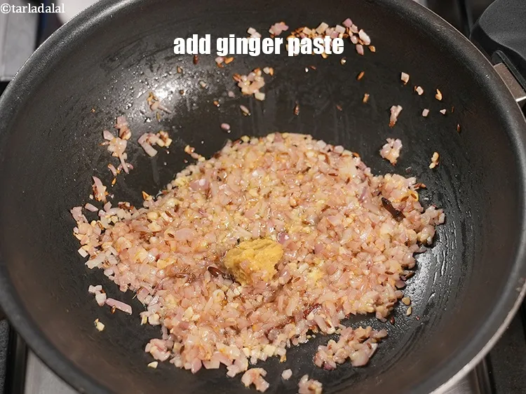 Step 17 – Add &frac12; tsp <a href="https://www.tarladalal.com/glossary-ginger-paste-adrak-ki-paste-457i">ginger (adrak) paste</a>.