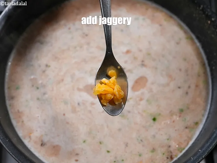 Step 17 – Add &frac14; tsp jaggery.