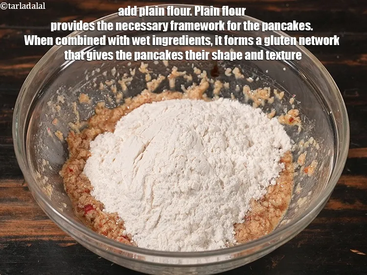 Step 17 – Now add &frac34; cup <a href="https://www.tarladalal.com/glossary-plain-flour-maida-188i">plain flour (maida)</a>. Plain flour provides the necessary framework for …