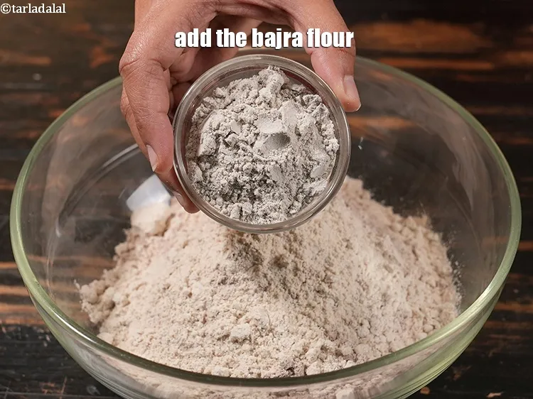 Step 16 – Next, add the bajra flour.