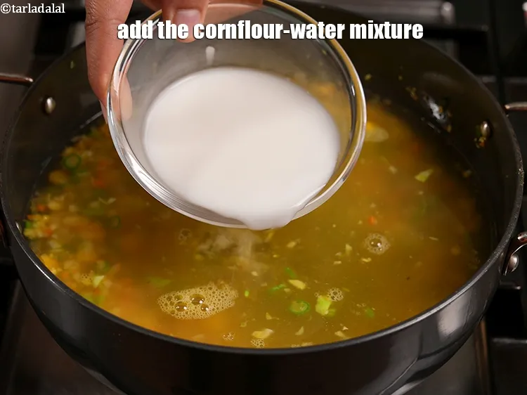 Step 17 – Add the cornflour-water mixture.