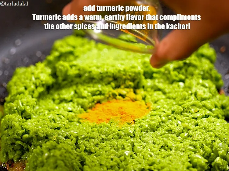 Step 17 – Add &frac12; tsp <a href="https://www.tarladalal.com/glossary-turmeric-powder-haldi-645i">turmeric powder (haldi)</a>. Turmeric adds a warm, earthy flavor that complements …