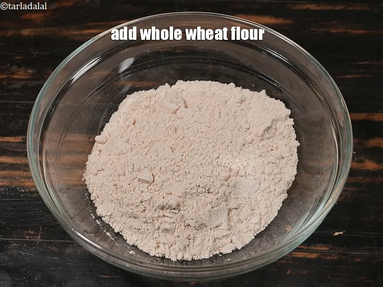 Step 17 – In a deep bowl, add 1 &frac34; cups of <a href="https://www.tarladalal.com/glossary-whole-wheat-flour-gehun-ka-atta-gehun-ka-aata-429i">whole wheat flour (gehun ka …