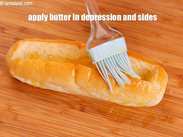Step 18 – Apply little melted butter in the depression and also on the sides.&nbsp;