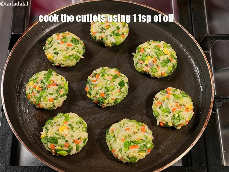 Step 17 – Cook the cutlets using 1 tsp of oil.