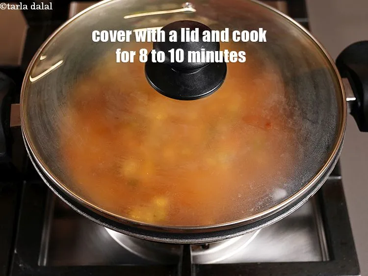 Step 17 – Cover with a lid and cook on medium flame for 8 to 10 minutes, while …