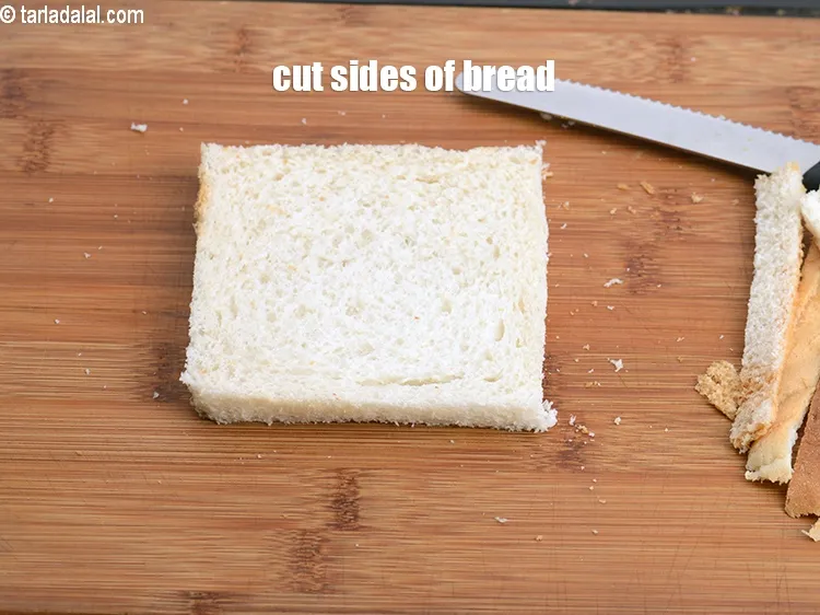Step 17 – Cut the sides of the bread slices.