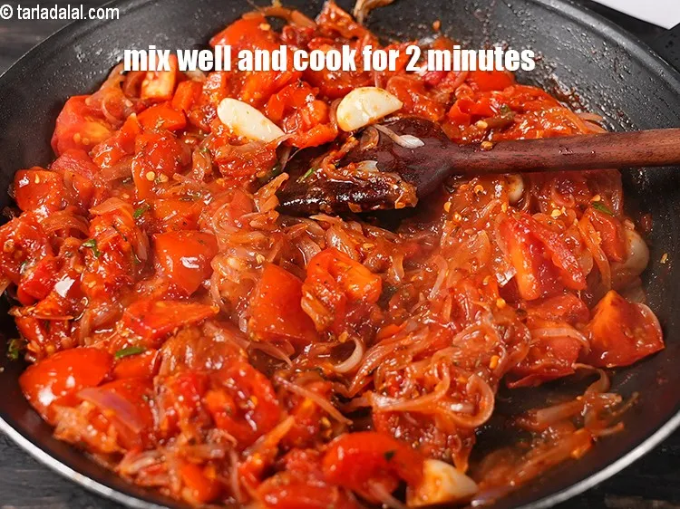 Step 17 – Mix well and cook on a medium flame for 2 minutes, while stirring occasionally.&nbsp;