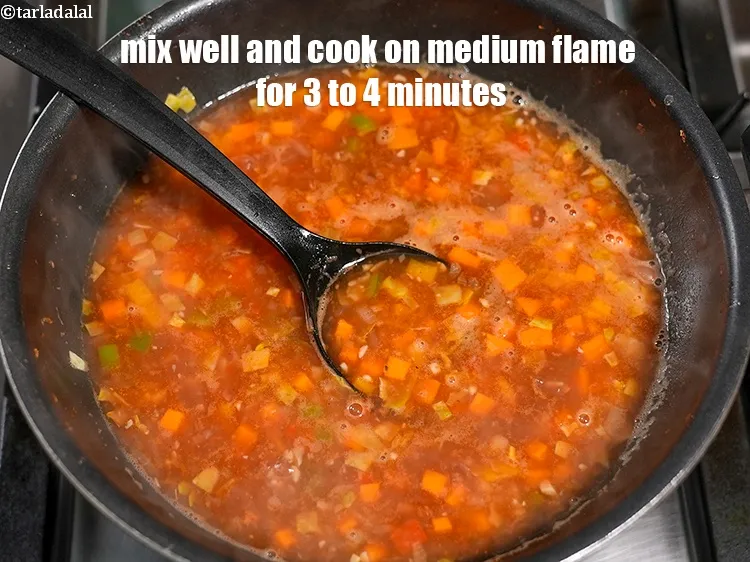 Step 17 – Mix well and cook on medium flame for 3 to 4 minutes, while stirring occasionally.