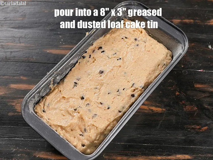 Step 17 – Pour into a 8&quot; x 3&quot; greased and dusted loaf cake tin.