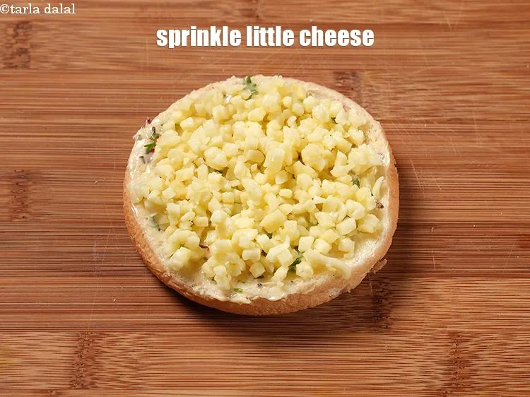 Step 17 – Sprinkle little diced mozzarella cheese.