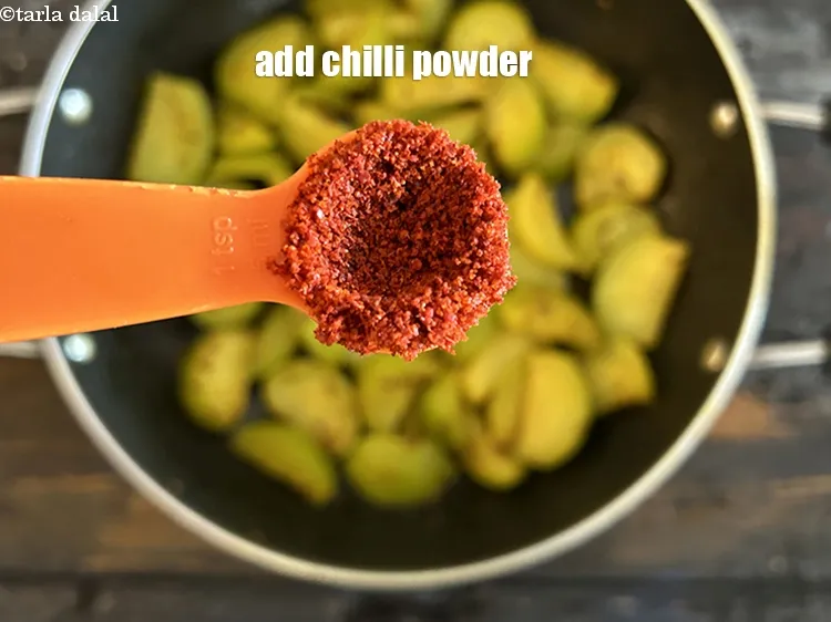 Step 17 – Add 2<strong>&nbsp;</strong>tsp&nbsp;<a href="glossary-chilli-powder-red-chilli-powder-339i">chilli powder</a>.