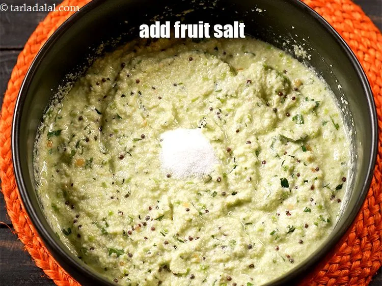 Step 18 – Add 1 tsp <a href="https://www.tarladalal.com/glossary-fruit-salt-420i">fruit salt</a>.