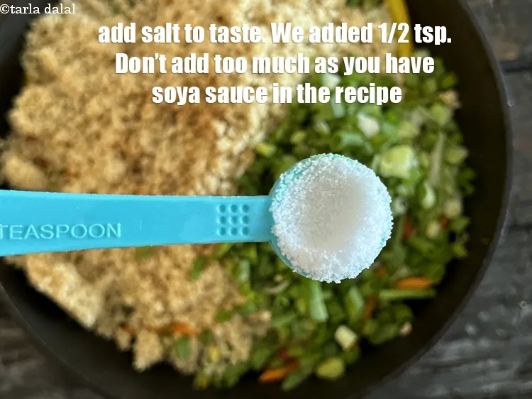स्टेप 29 – स्वादानुसार नमक डालें। हमने 1/2 छोटी चम्मच नमक डाला है. …
