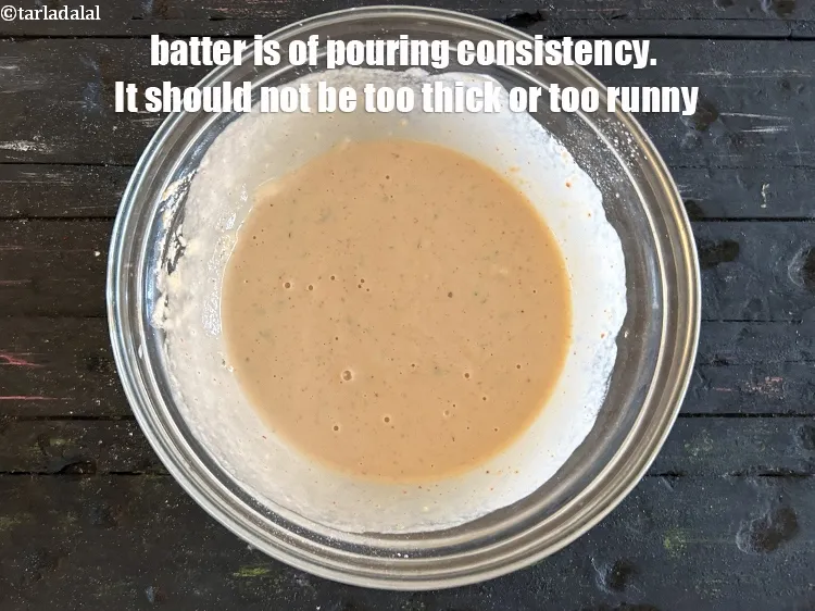 Step 30 – Batter is of pouring consistency.&nbsp;It should not be too thick or too runny.