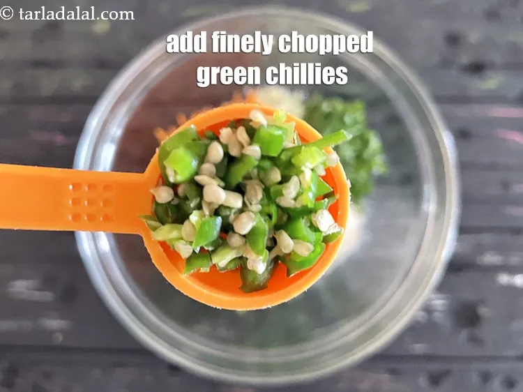 Step 17 – Add&nbsp;<meta charset="UTF-8" />2 tsp&nbsp;finely&nbsp;<a href="glossary-chopped-green-chilli-820i">chopped green chillies</a>.