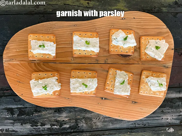 Step 18 – Garnish <strong>herb cottage cheese crackers snack | suva paneer crackers | quick dill cottage cheese …