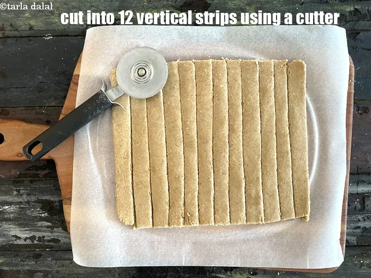 Step 17 – Cut into 12 vertical strips using a cutter.&nbsp;