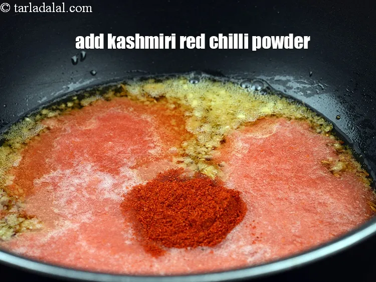 Step 17 – Add 2 tsp&nbsp;<a href="https://www.tarladalal.com/glossary-kashmiri-red-chilli-powder-kashmiri-mirch-powder-2684i">kashmiri red chilli powder</a>.