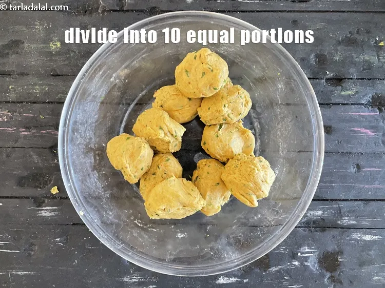 Step 17 – Divide the dough into 10 equal portions.