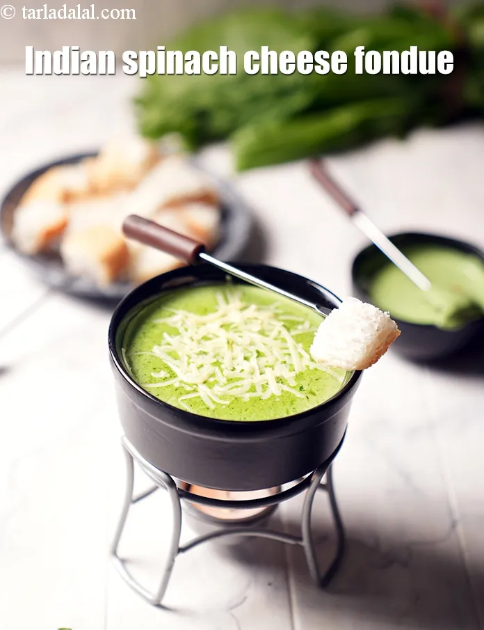 Step 18 – Serve <strong>spinach fondue recipe | Indian spinach cheese fondue | creamy spinach fondue |</strong> immediately …