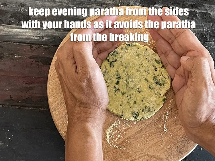 Step 30 – <meta charset="UTF-8" /> Keep evening roti edges&nbsp;from the sides with your hands as it will …