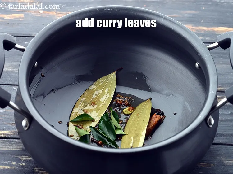 Step 18 – Add 8 to 10&nbsp;<a href="https://www.tarladalal.com/glossary-curry-leaves-kadi-patta-kadipatta-388i">curry leaves (kadi patta)</a>.&nbsp;