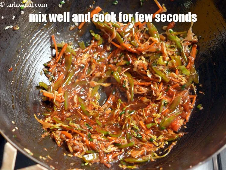 Step 17 – Mix well and cook on a high flame for a few seconds.