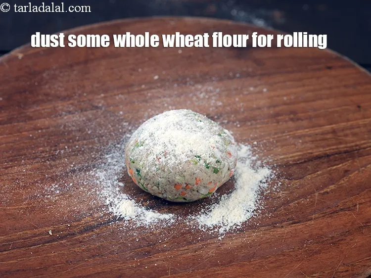 Step 17 – Dust some whole wheat flour for rolling.