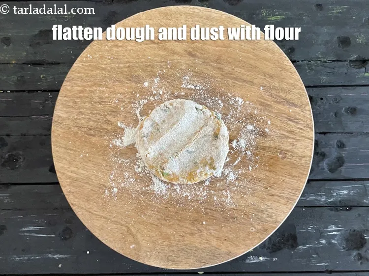 Step 18 – <meta charset="UTF-8" /> Flatten the dough on a rolling board and dust with flour.&nbsp;&nbsp;&nbsp;