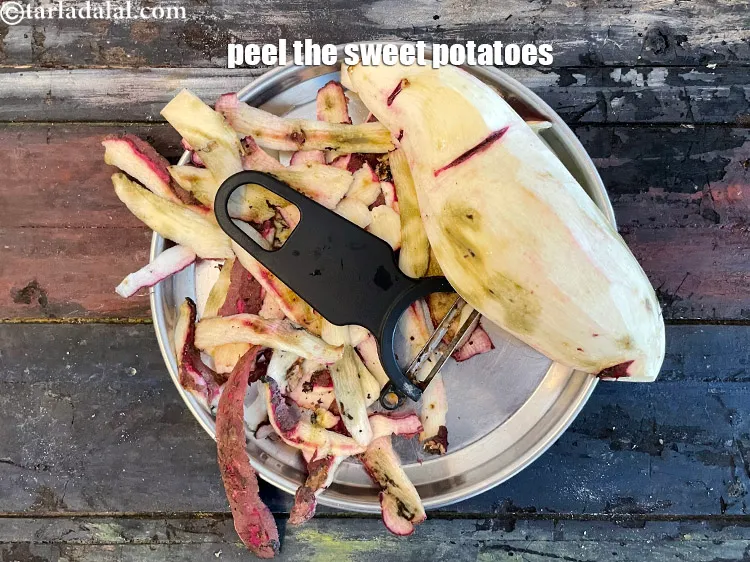 Step 5 – First peel the sweet potatoes.